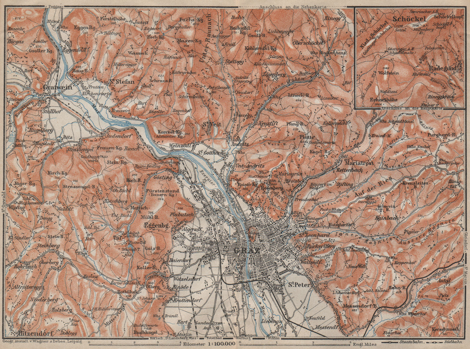 GRAZ environs. Gratwein. Hitzendorf. Austria Österreich karte 1911 old map